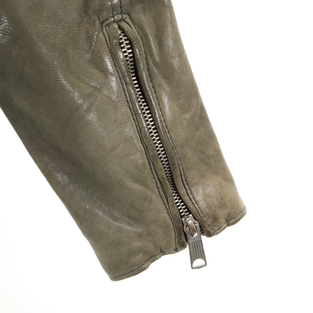 KATHARINE HAMNETT LONDON キャサリンハムネットロンドン レザー ライダースジャケット M ライトグレー シングル メンズ