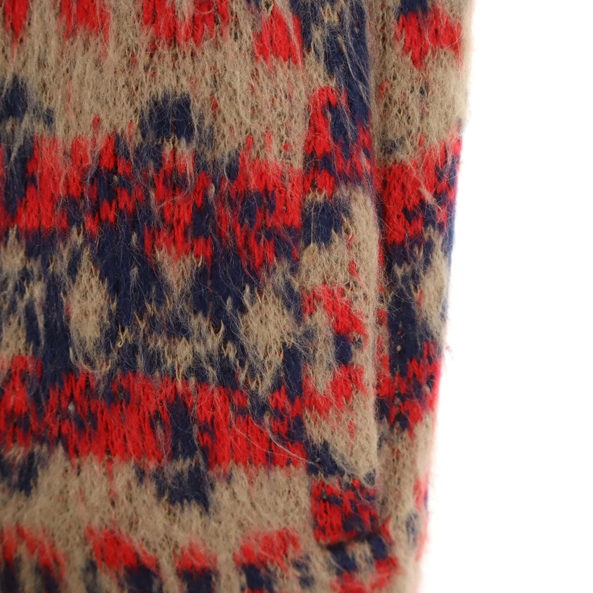 ueno-shokai 上野商会 日本製 総柄 長袖 ショールカラー ニット カーディガン M レッド系 メンズ