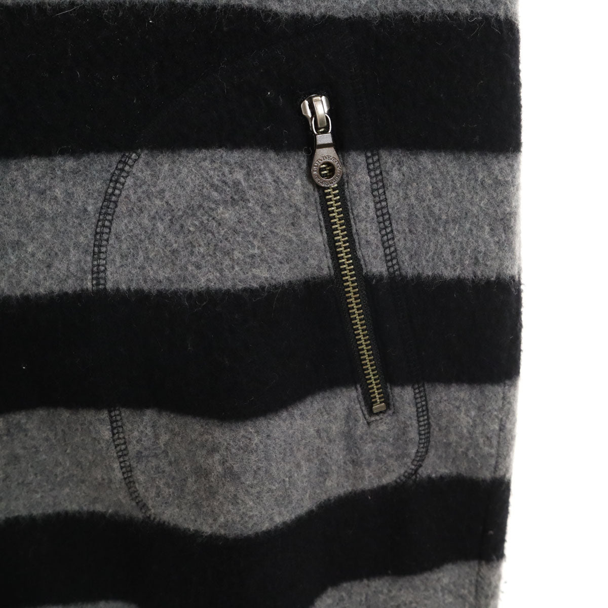 BURBERRY BLUE LABEL バーバリーブルーレーベル ウールブレンド ボーダー 長袖 ニットパーカー ワンピース 38 グレー系 三陽商会 レディース