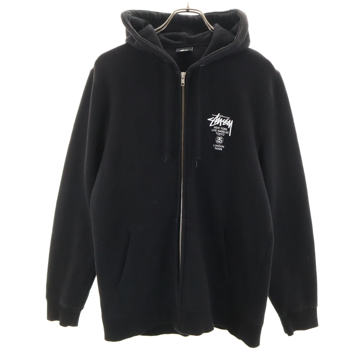 STUSSY ステューシー 長袖 ジップパーカー S ブラック メンズ
