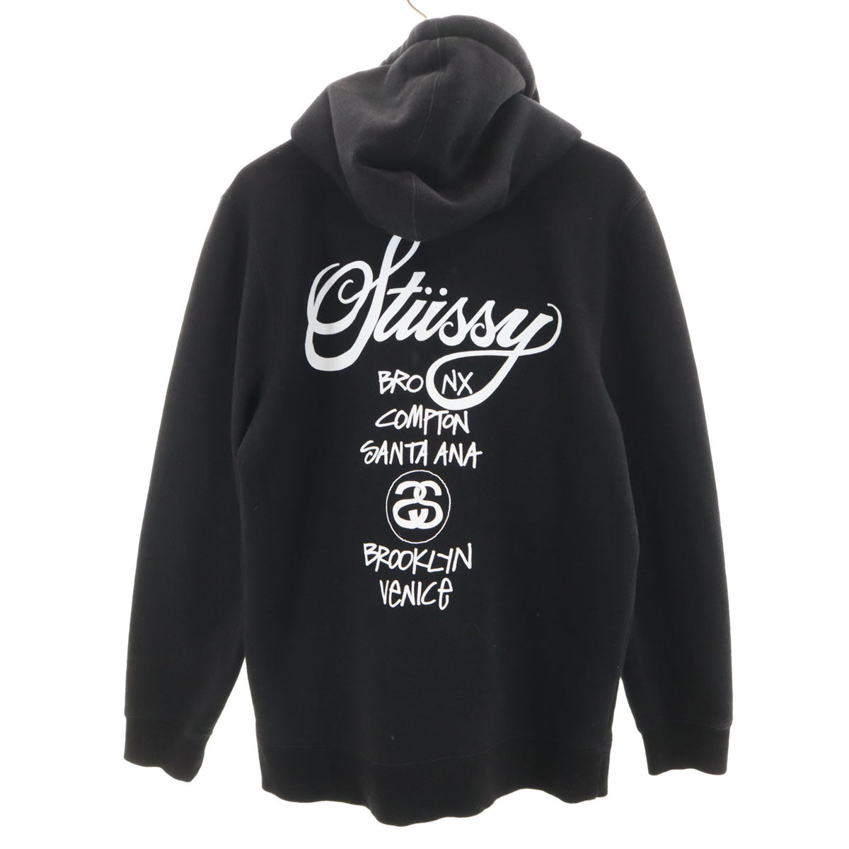 STUSSY ステューシー 長袖 ジップパーカー S ブラック メンズ