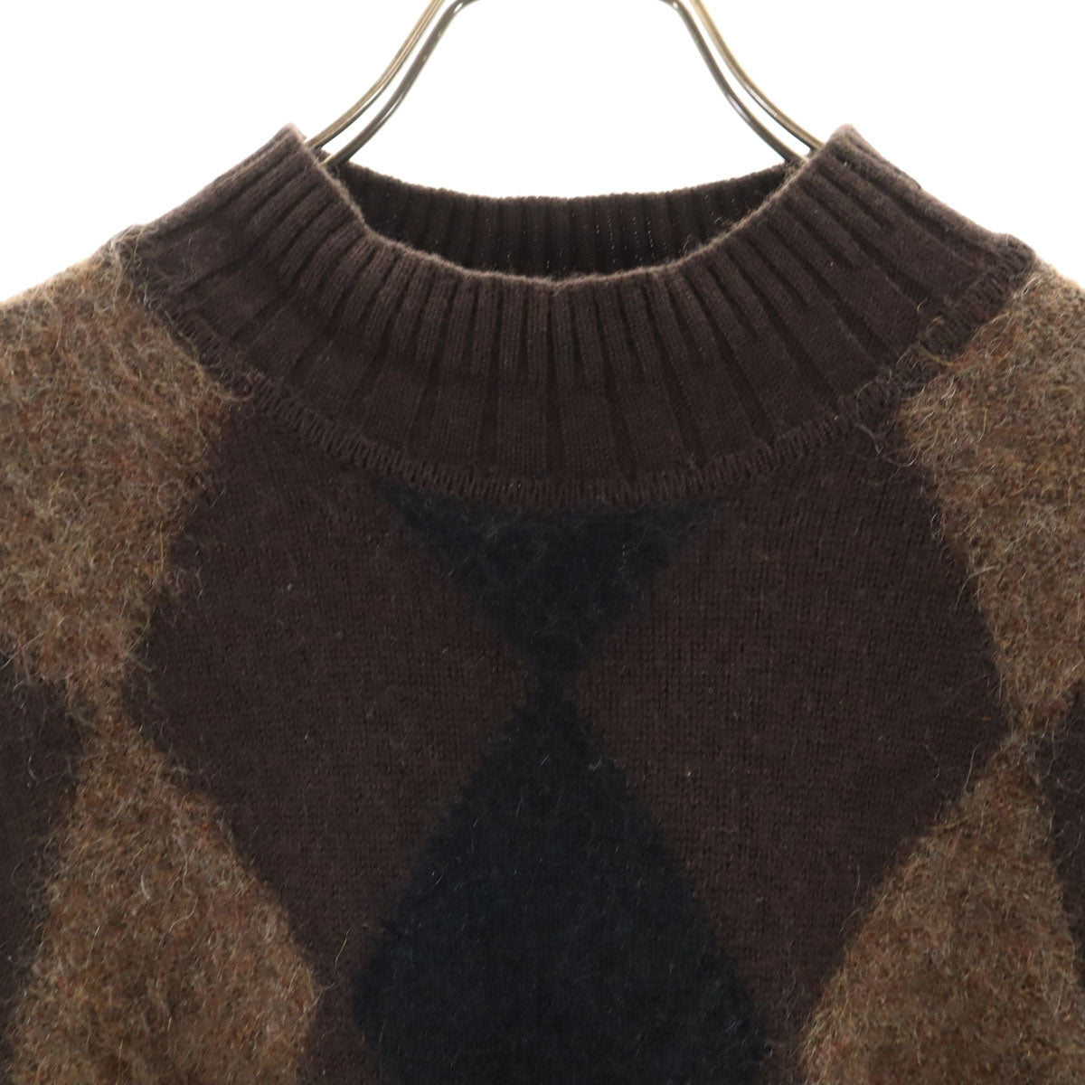 VERRI 90s イタリア製 ウールブレンド オールド アーガイル柄 長袖 セーター ブラウン メンズ