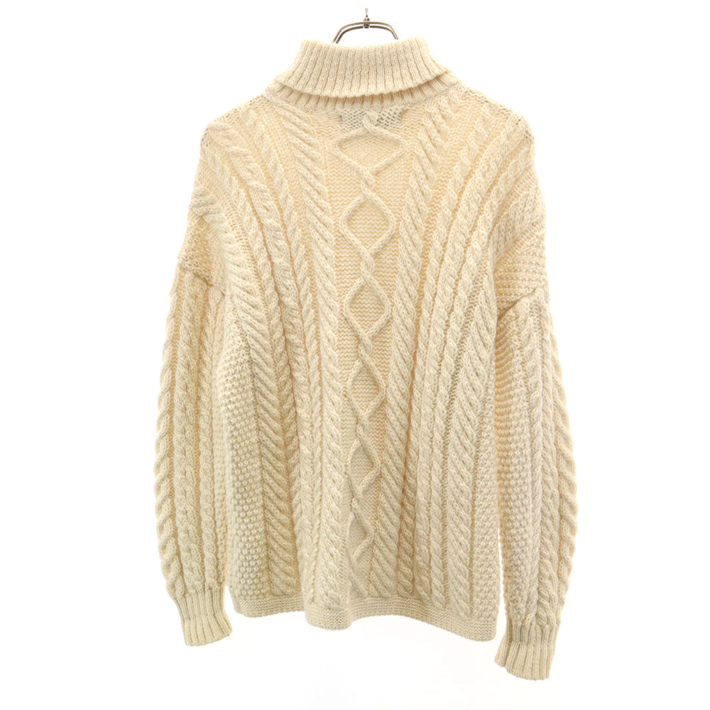 ガンジーウーレンズ イギリス製 ウール 長袖 タートルネック ニット M アイボリー セーター メンズ