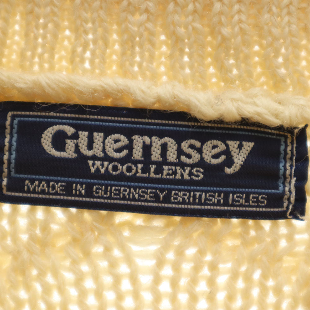 ガンジーウーレンズ イギリス製 ウール 長袖 タートルネック ニット M アイボリー セーター メンズ