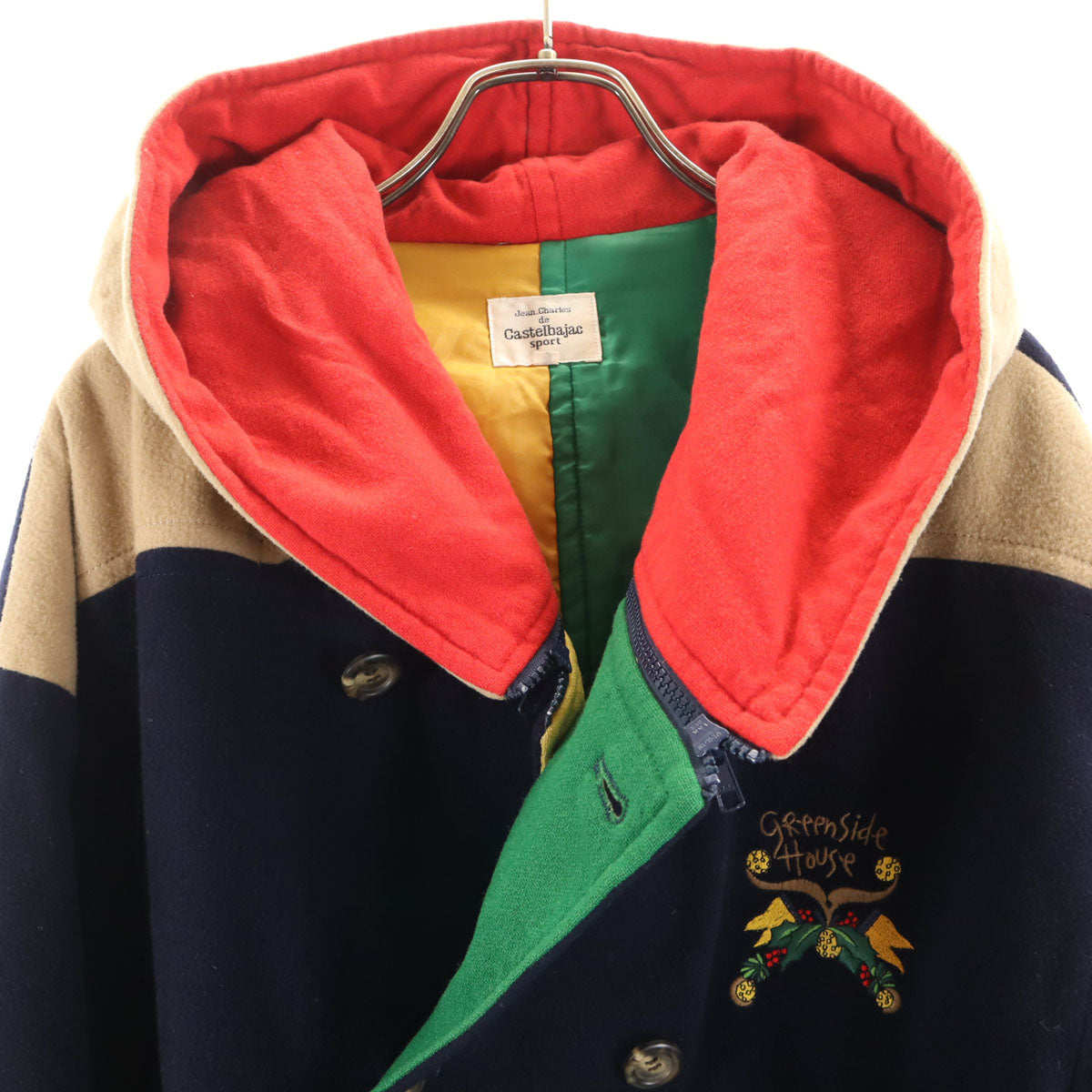 Castelbajac sport カステルバジャックスポーツ 日本製 フーデッド ウールコート 2 ネイビー 中綿 メンズ