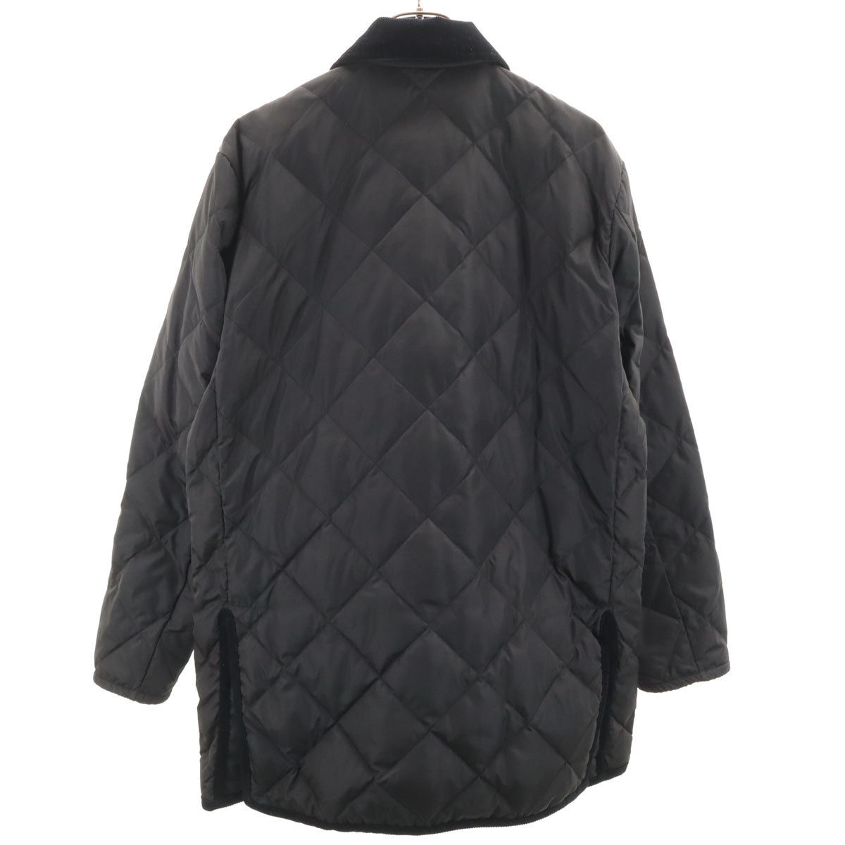 美品 TAION タイオン キルティング ダウンコート L ブラック 襟コーデュロイ メンズ