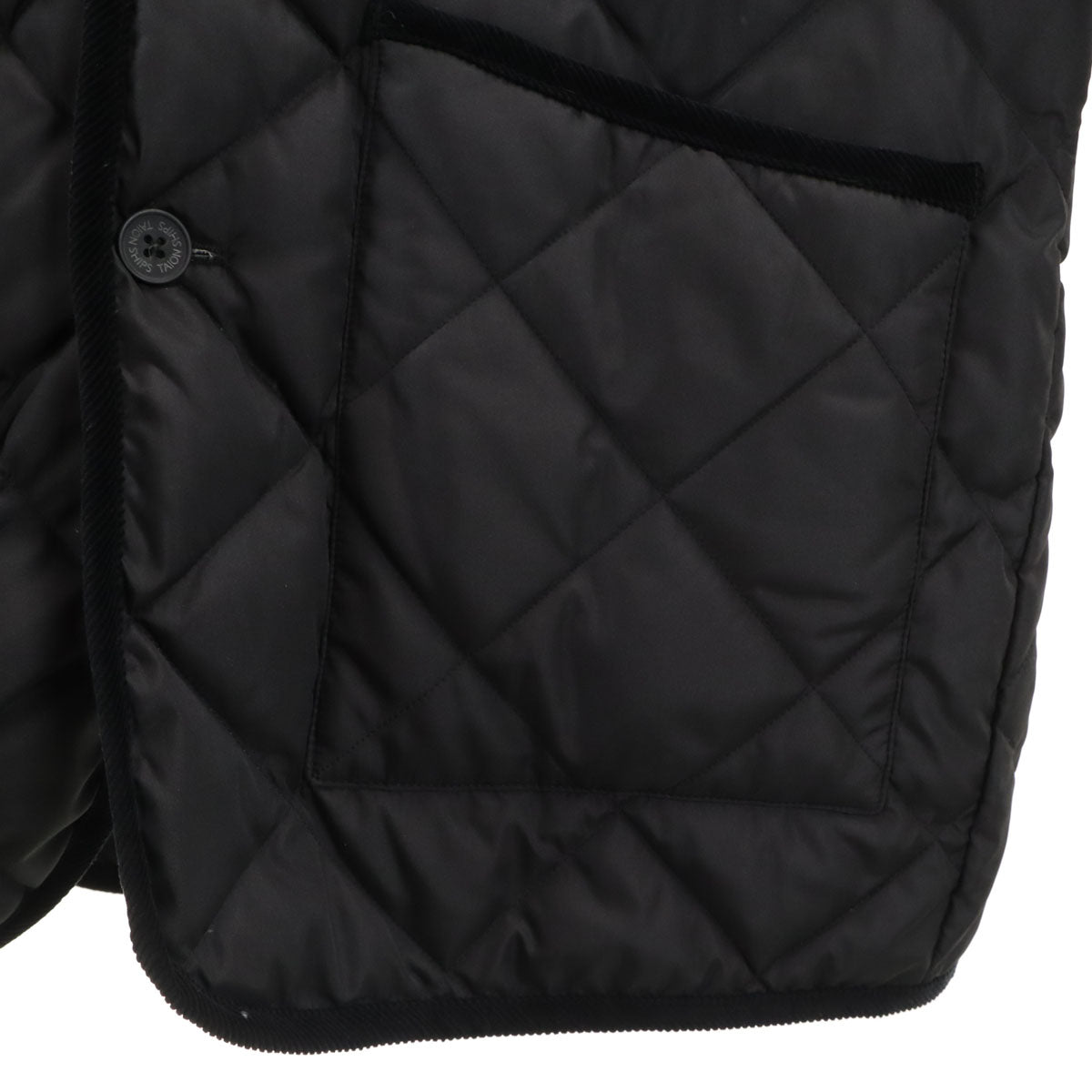 美品 TAION タイオン キルティング ダウンコート L ブラック 襟コーデュロイ メンズ