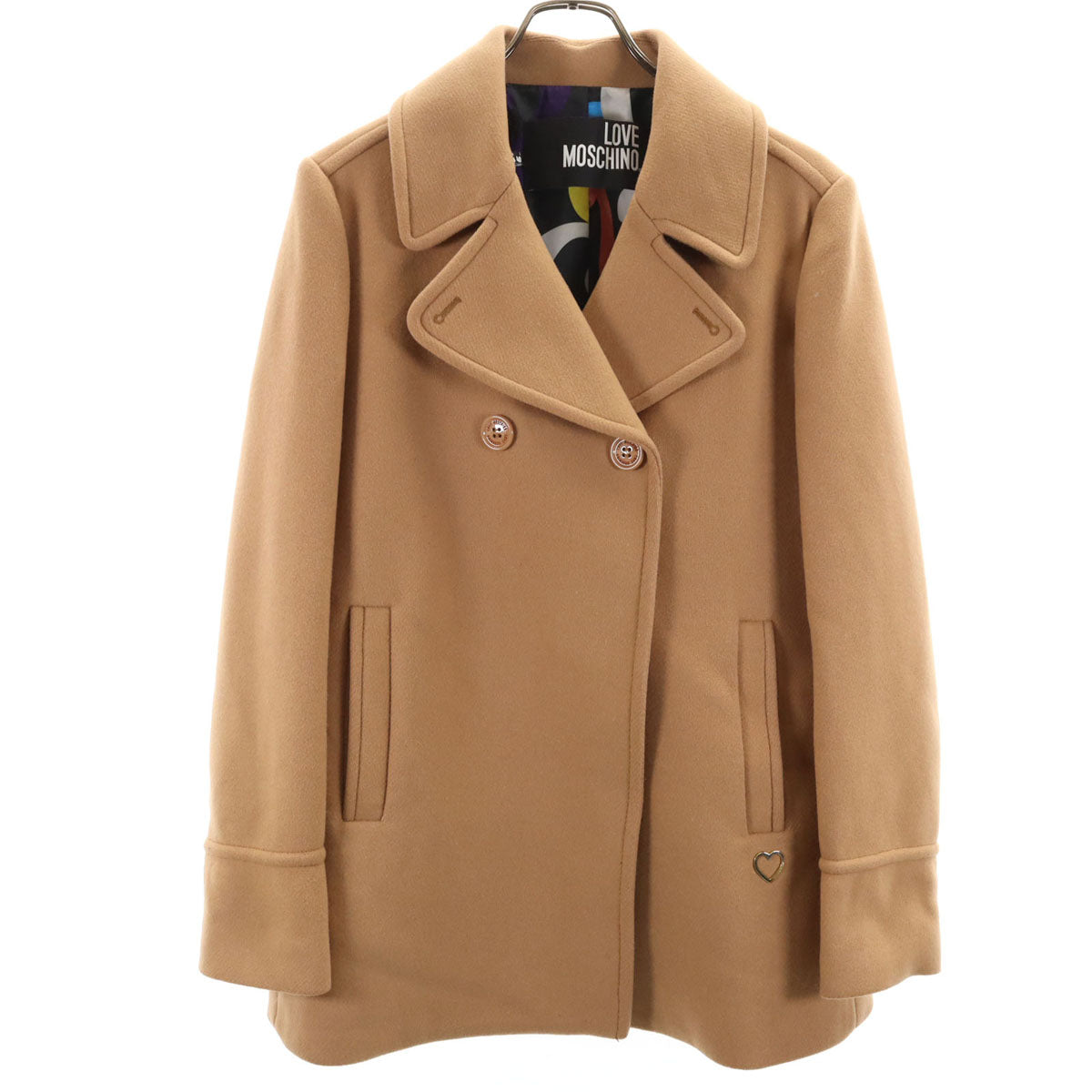 LOVEMOSCHINO ラブモスキーノ ダブルブレスト ウールジャケット 40 ベージュ レディース