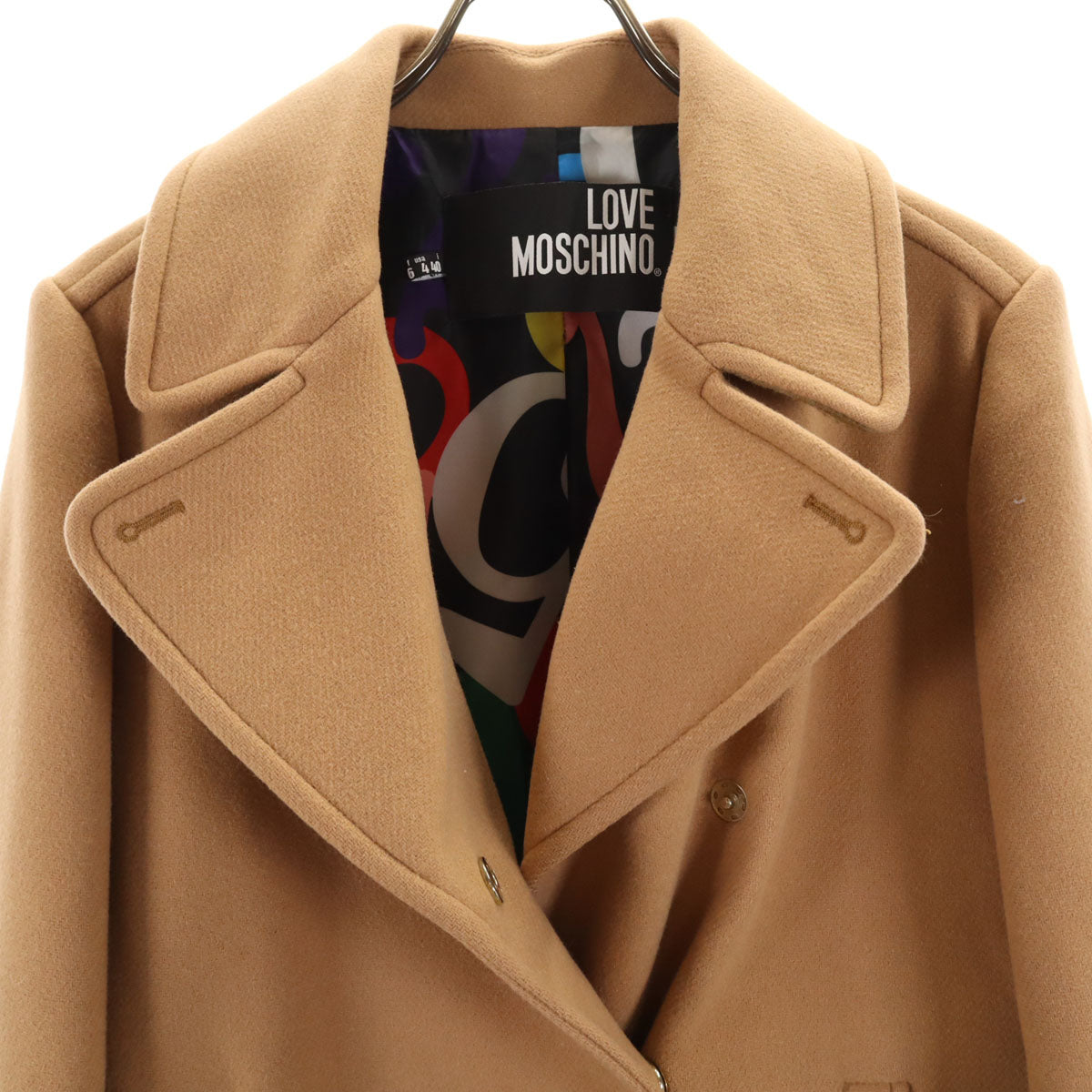 LOVEMOSCHINO ラブモスキーノ ダブルブレスト ウールジャケット 40 ベージュ レディース