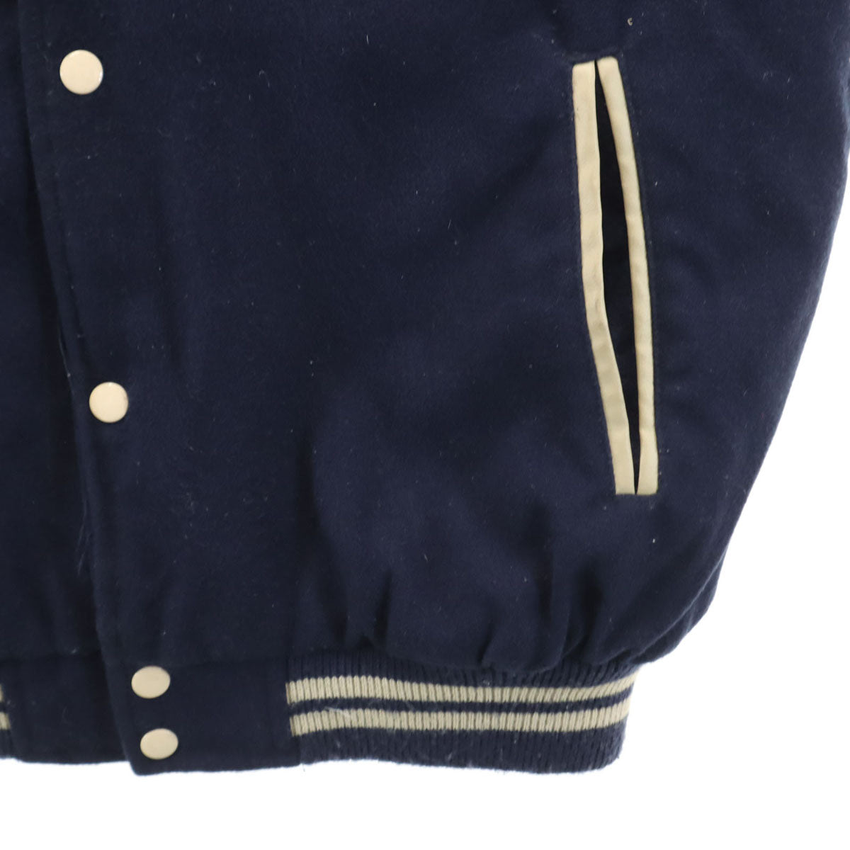 SUNTORY ORIGINAL DESIGN サントリーボス レザー切替 スタジャン ネイビー系 メンズ