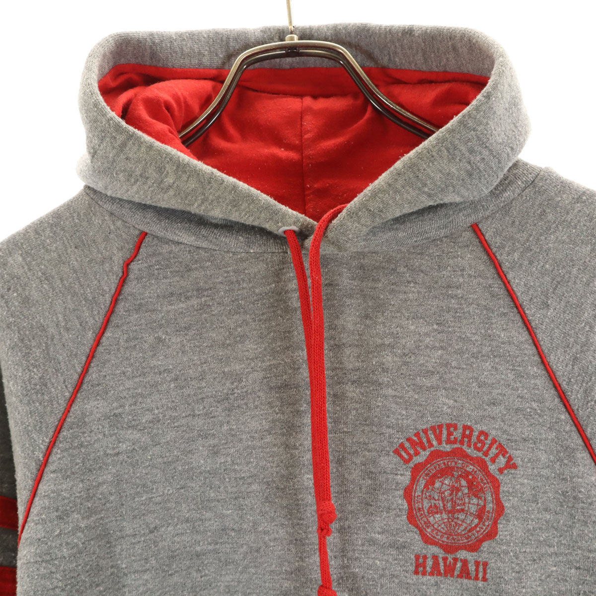 70s 80s USA製 カレッジ ヴィンテージ 長袖 スウェットパーカー S グレー 裏起毛 メンズ