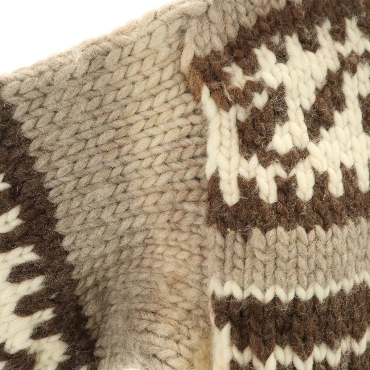 LONGHOUSE ロングハウス カナダ製 ウール100％ カウチンジャケット 40 ベージュ系 メンズ