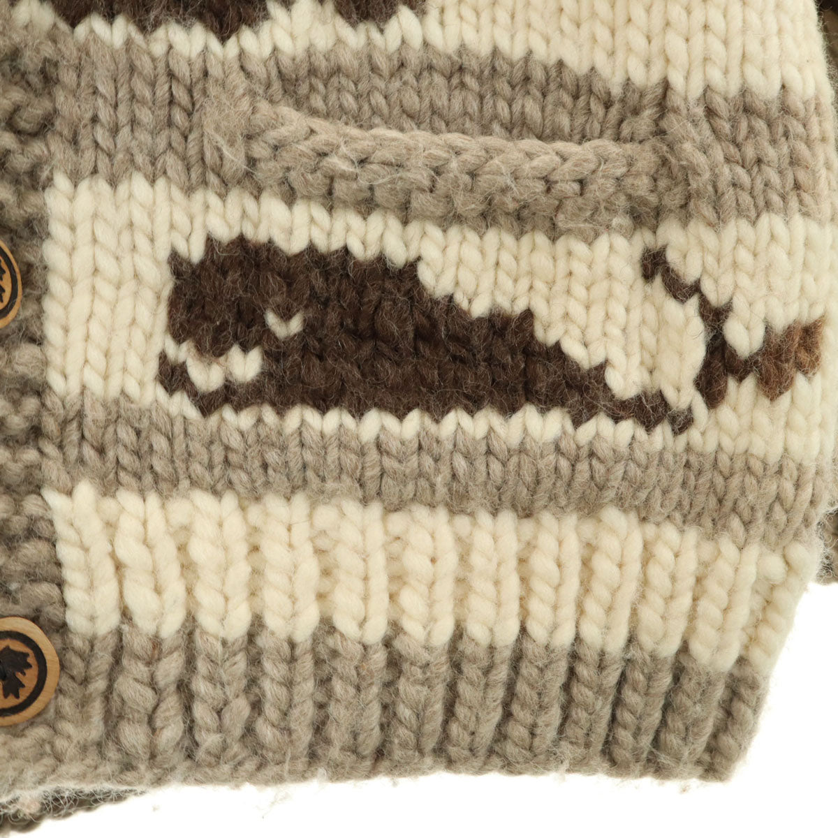 LONGHOUSE ロングハウス カナダ製 ウール100％ カウチンジャケット 40 ベージュ系 メンズ