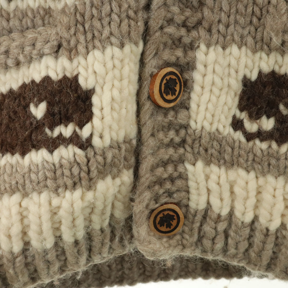 LONGHOUSE ロングハウス カナダ製 ウール100％ カウチンジャケット 40 ベージュ系 メンズ