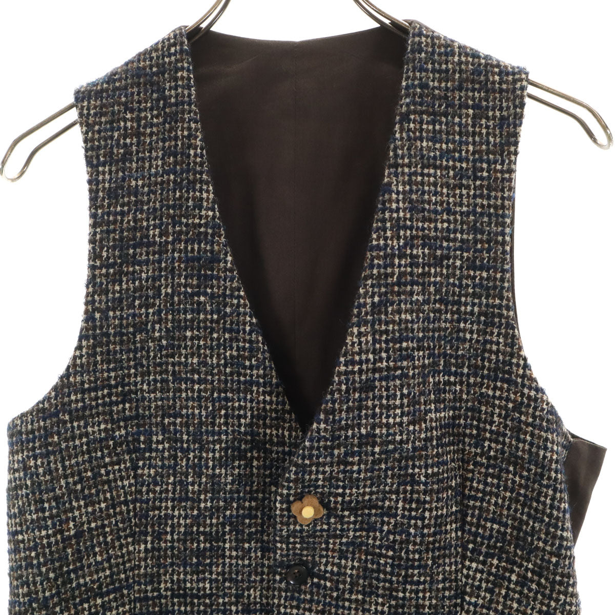 美品 LARDINI ラルディーニ イタリア製 ツイード切替 ジレベスト 44 ブラウン メンズ