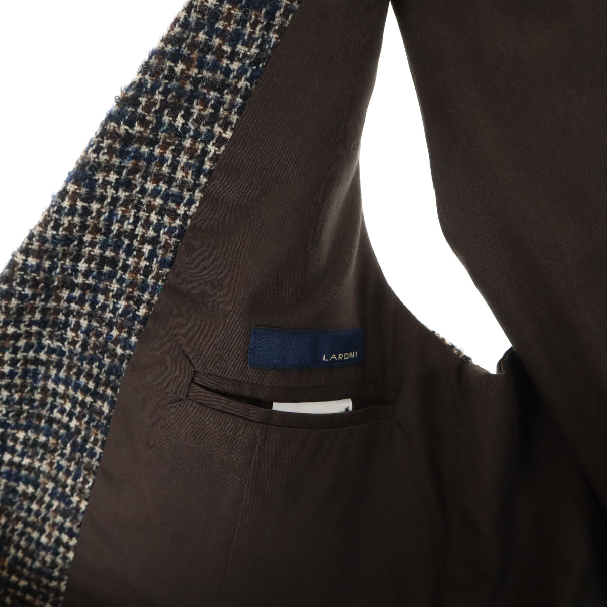 美品 LARDINI ラルディーニ イタリア製 ツイード切替 ジレベスト 44 ブラウン メンズ