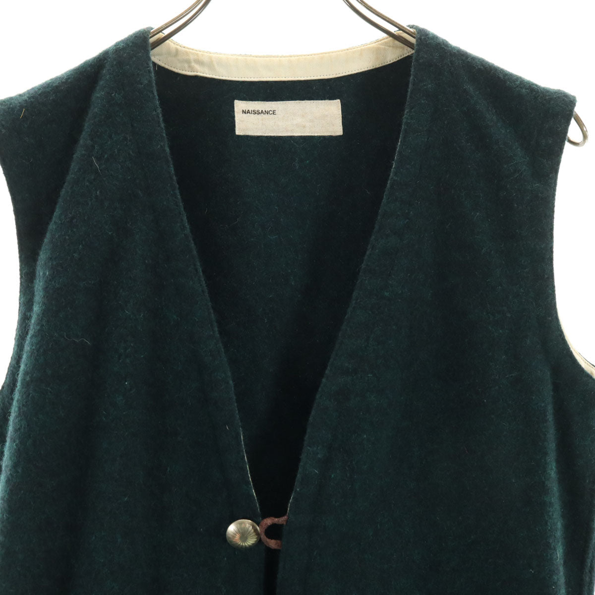 NAISSANCE ネサーンス 日本製 コンチョボタン Vネック ベスト S 深緑 メンズ