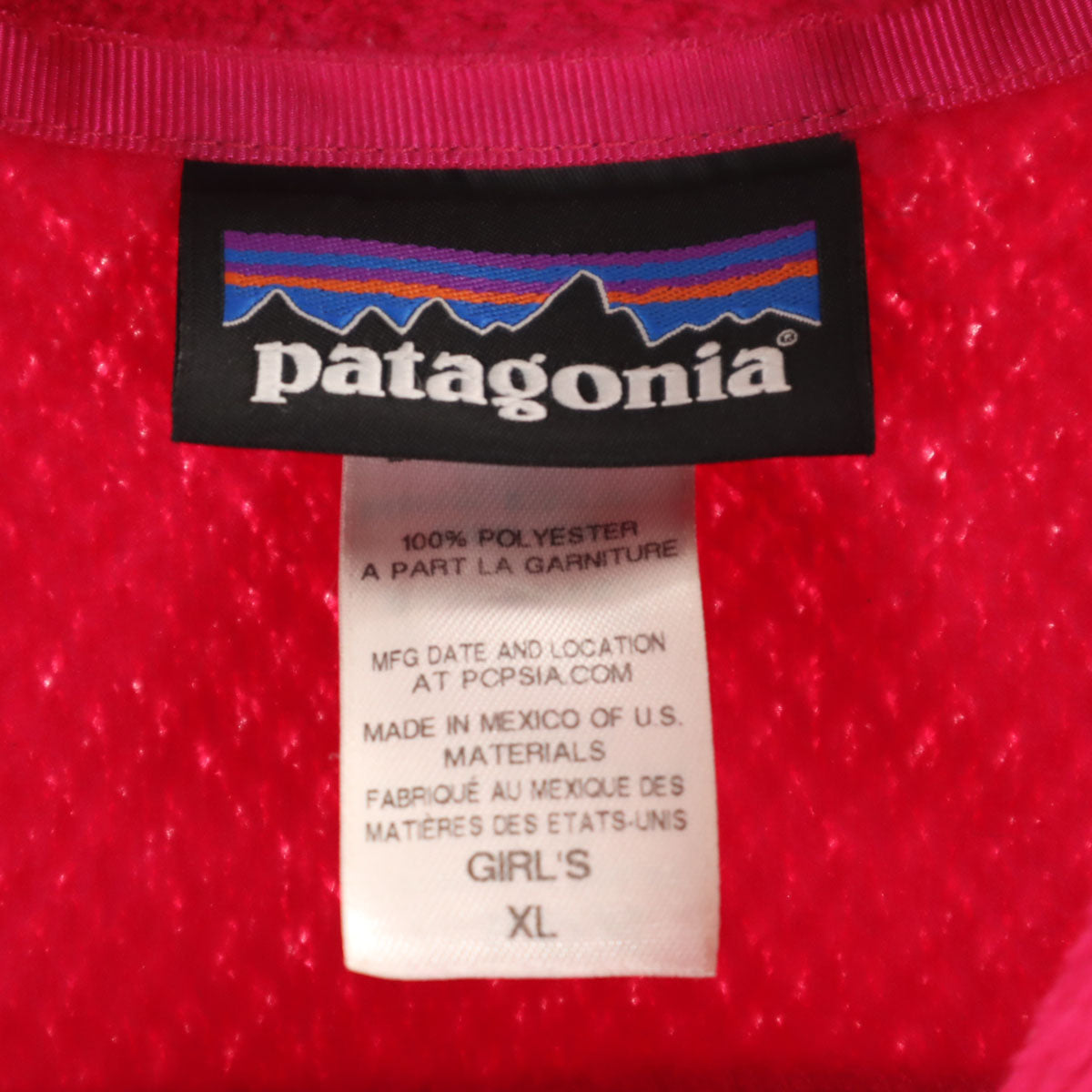 美品 patagonia パタゴニア スナップT フリースジャケット XL ピンク 65585FA14 アウトドア プルオーバー キッズ