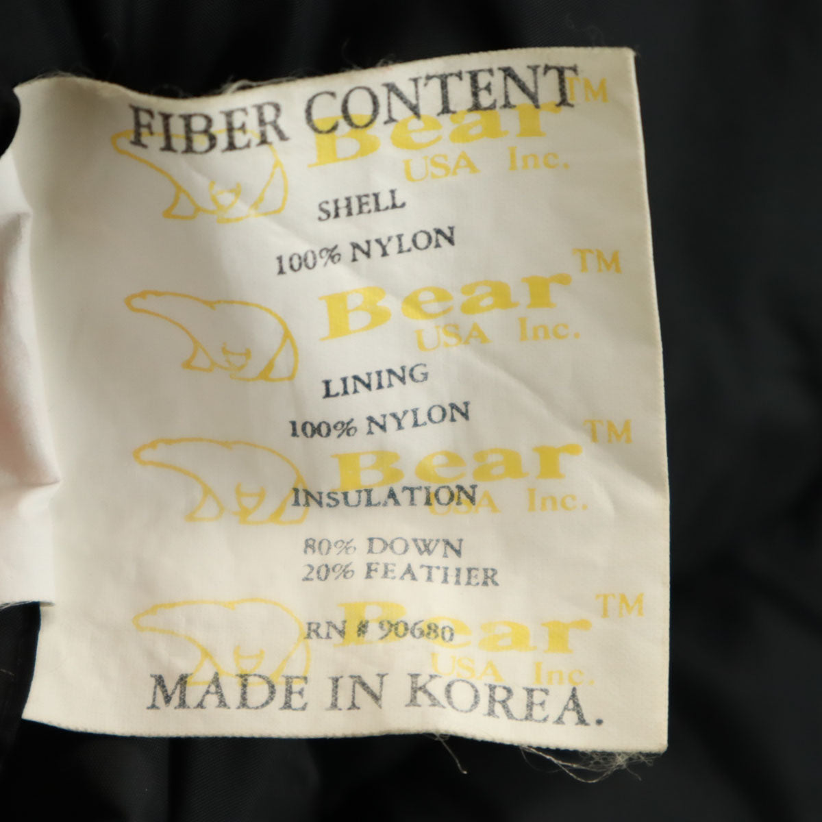 Bear ベアー ダウンジャケット S ブラック リバーシブル メンズ