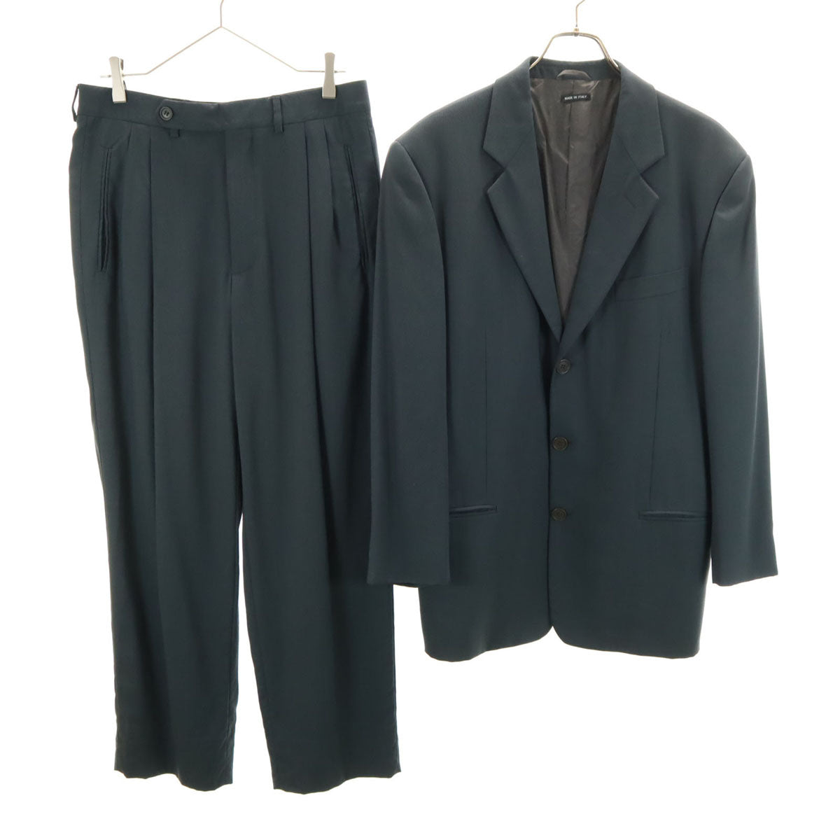 GIORGIO ARMANI ジョルジオアルマーニ イタリア製 ウールブレンド スーツ 上下 セットアップ 48 グレー ハンガー付き メンズ