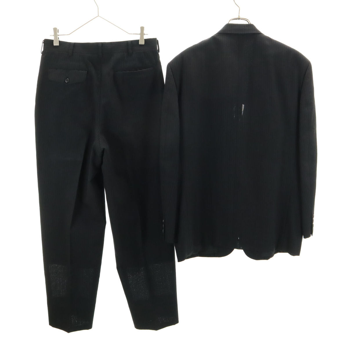 COMME des GARCONS HOMME コムデギャルソンオム 90s 1997年 日本製 ウール100％ オールド ストライプ柄 スーツ 上下 セットアップ M ブラック メンズ