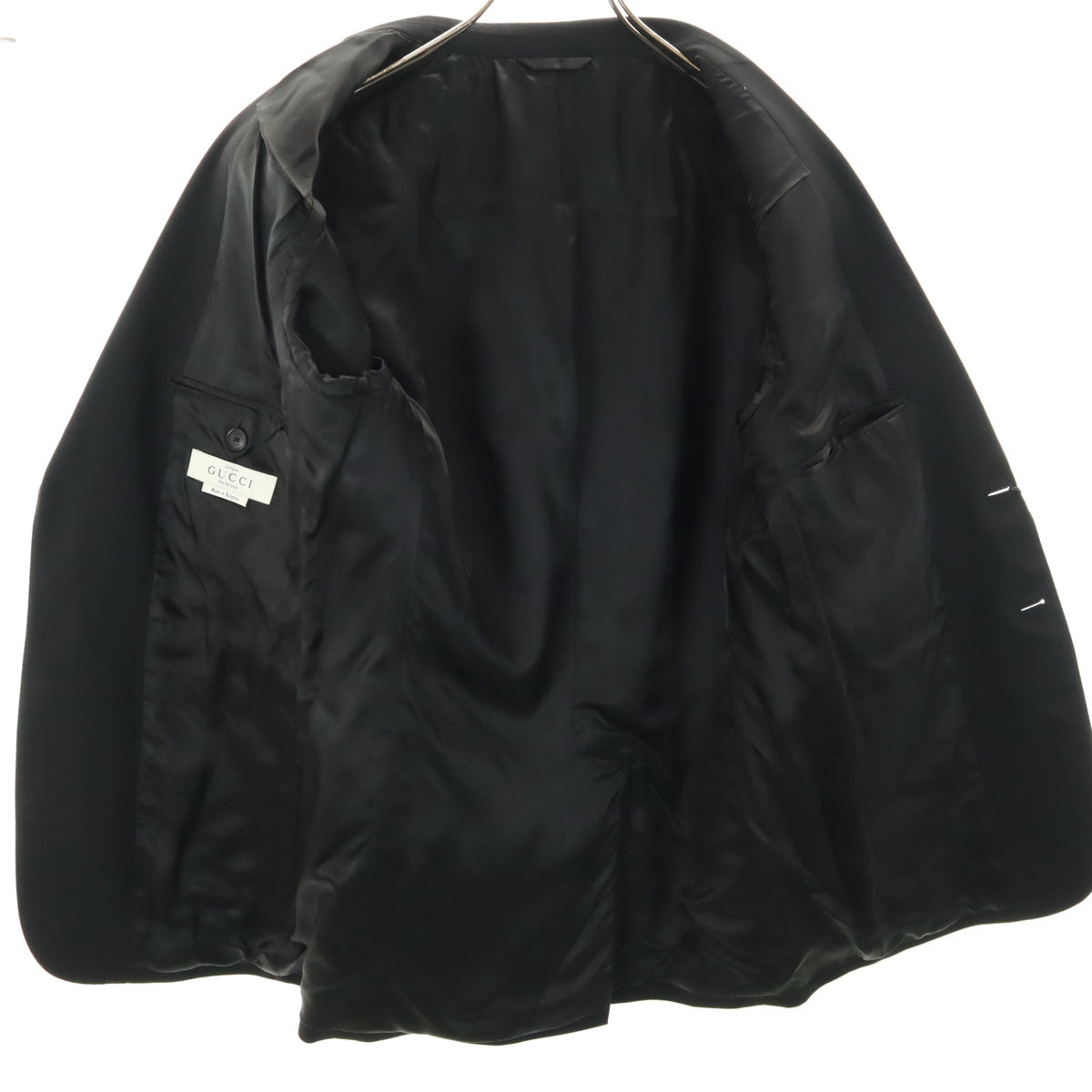 未使用 GUCCI グッチ ブルガリア製 ウール100％ スーツ 上下 セットアップ ブラック系 タグ付き メンズ