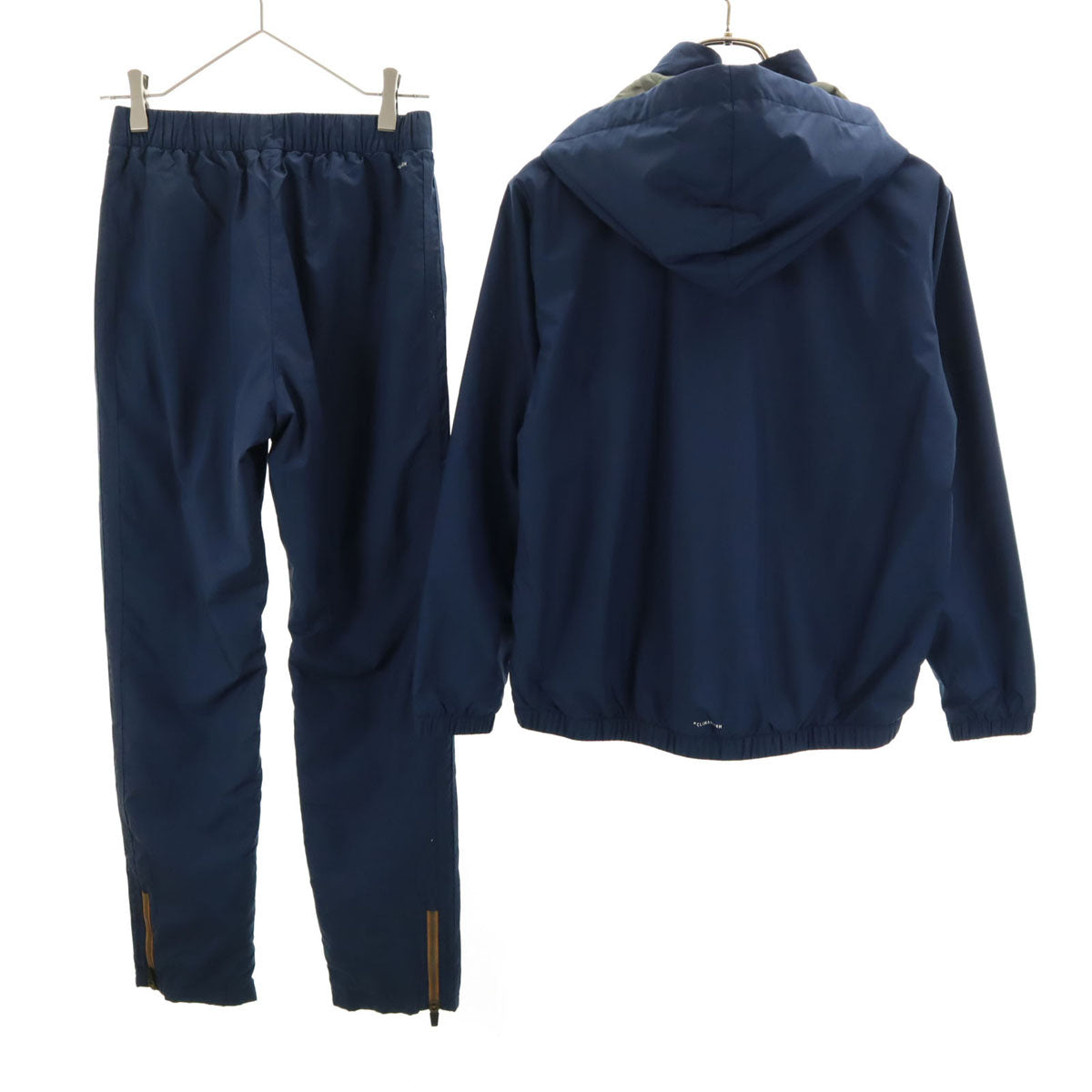 adidas アディダス フード付き ウインドブレーカー 上下 セットアップ S ネイビー トレーニング トリコット裏地 レディース