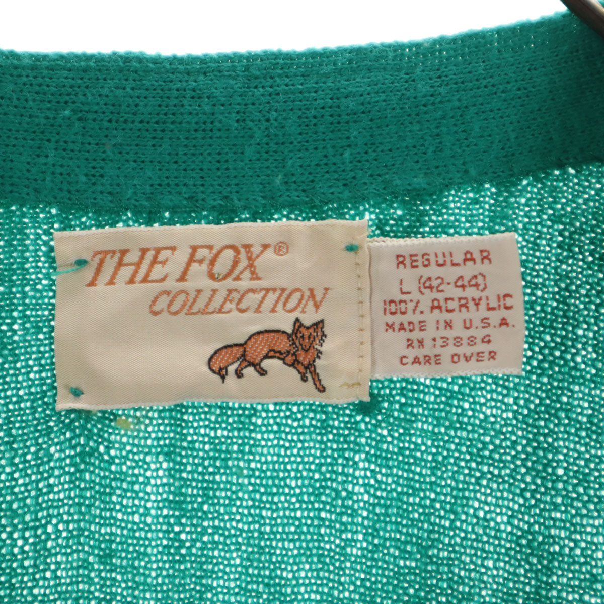 THE FOX COLLECTION ザフォックスコレクション 70s 80s USA製 ヴィンテージ 長袖 ニットカーディガン L グリーン メンズ