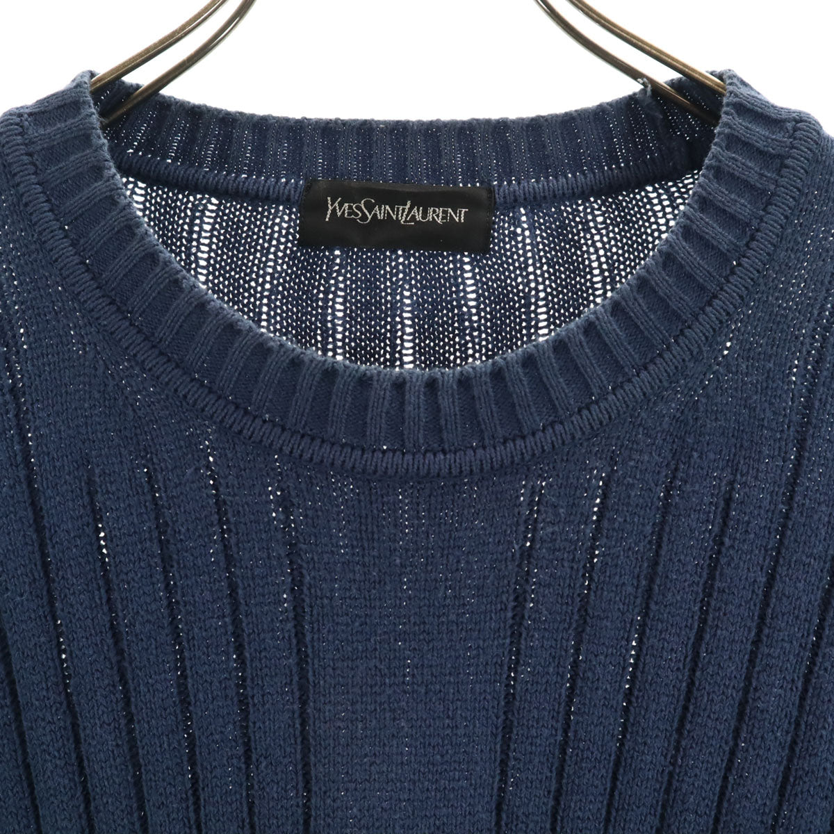 YVES SAINT LAURENT イヴサンローラン 90s 日本製 シルクブレンド オールド 長袖 セーター LA ブルー ニット メンズ