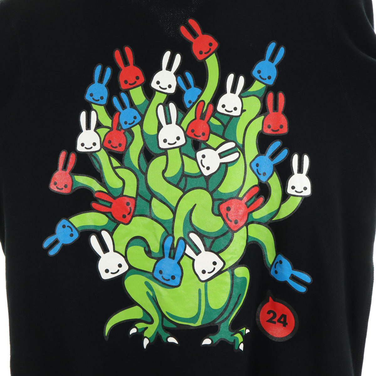 CUNE キューン 24周年 バック うさぎ ドラゴン 長袖 ジップパーカー M ブラック メンズ