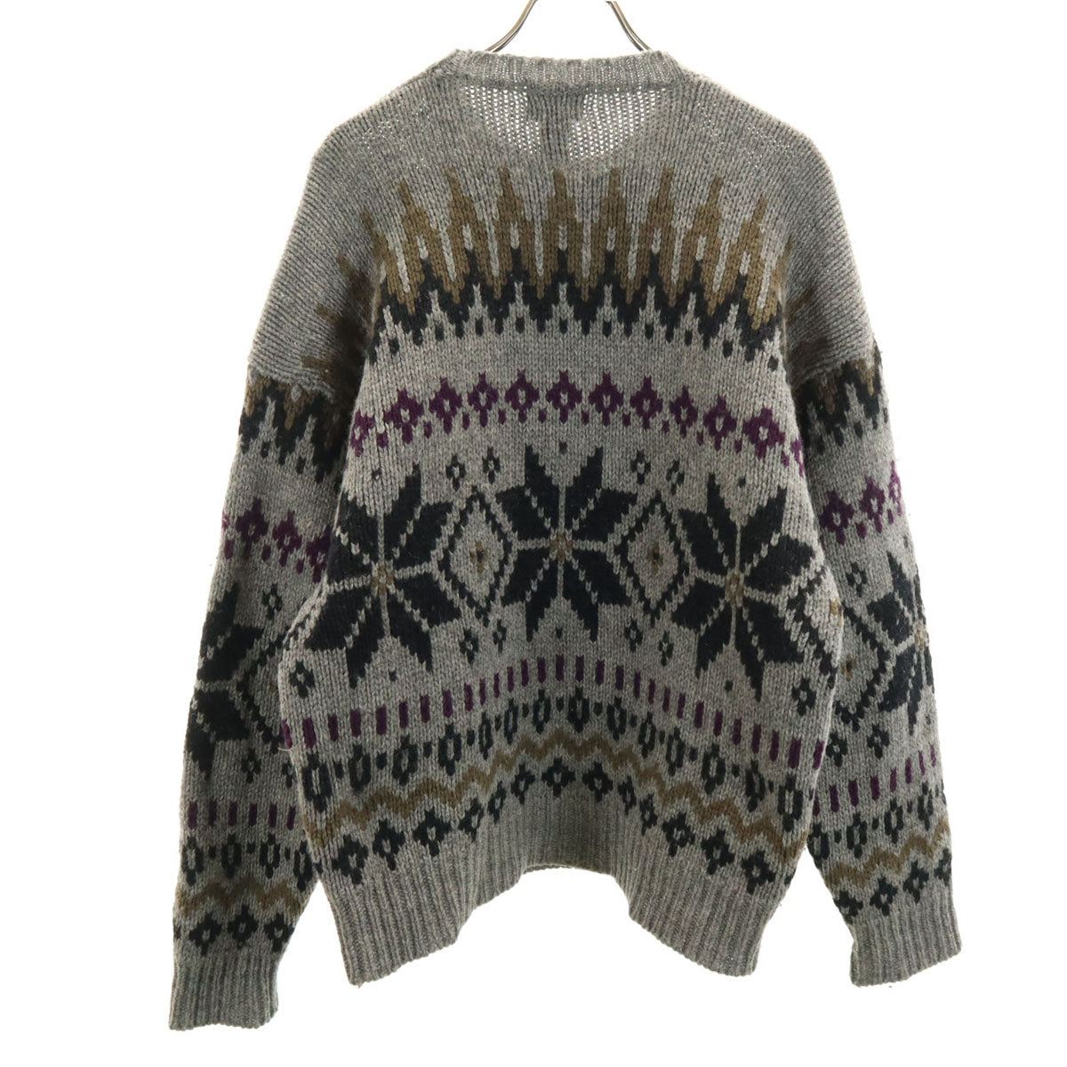 GAP ギャップ 80s ヴィンテージ 総柄 長袖 セーター L グレー ニット メンズ