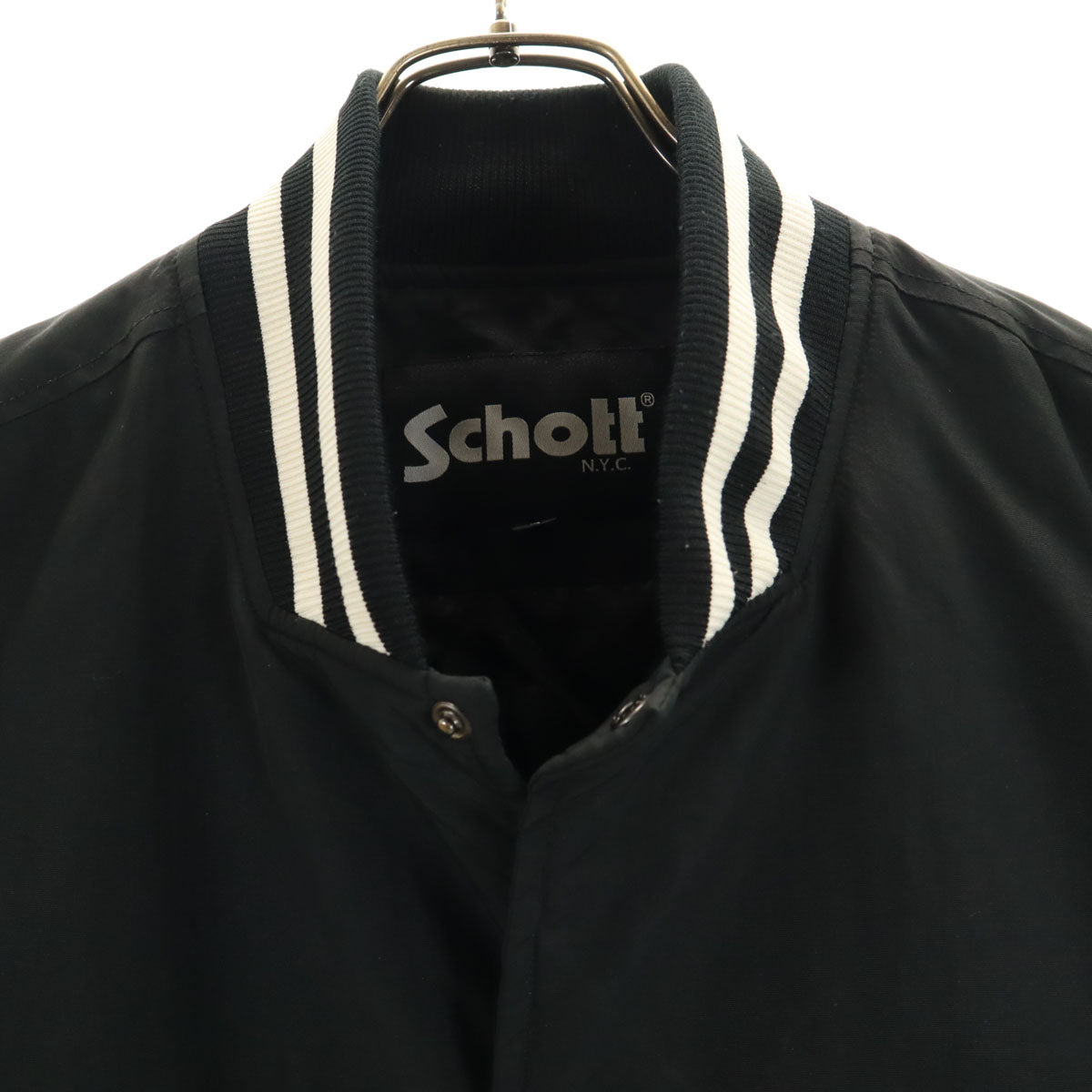 schott ショット AWARD JACKET ナイロン スタジャン L ブラック メンズ