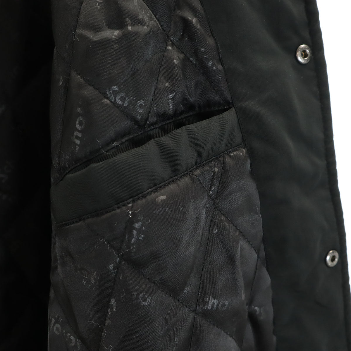 schott ショット AWARD JACKET ナイロン スタジャン L ブラック メンズ