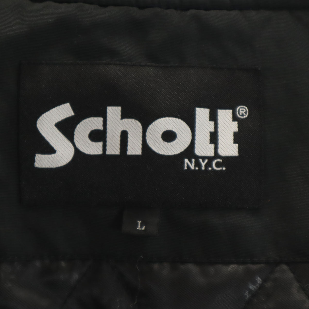 schott ショット AWARD JACKET ナイロン スタジャン L ブラック メンズ