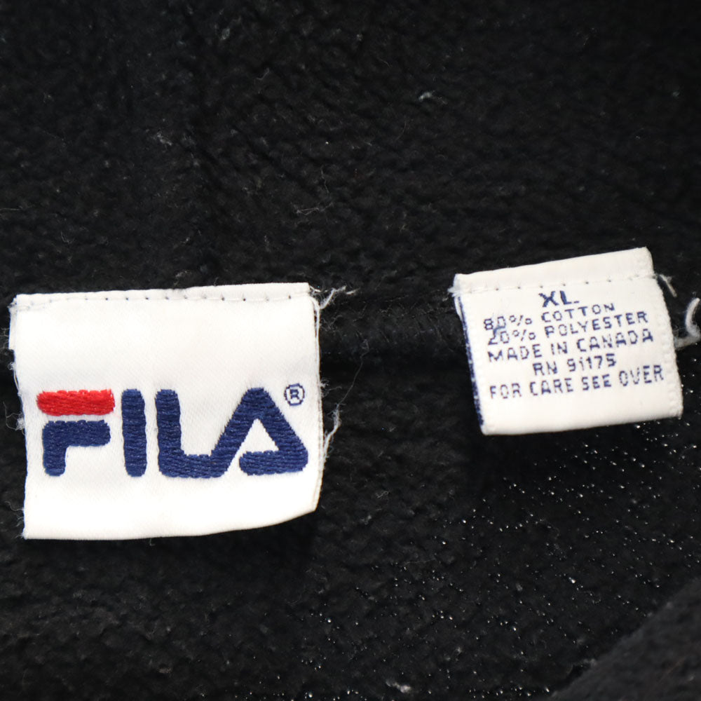 FILA フィラ 90s カナダ製 オールド 長袖 スウェットパーカー XL ブラック メンズ