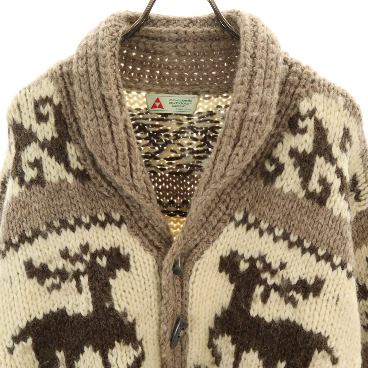 COXCOMB OUTDOOR WEAR オールド トナカイ柄 ショールカラー カウチンジャケット アイボリー トグルボタン レディース