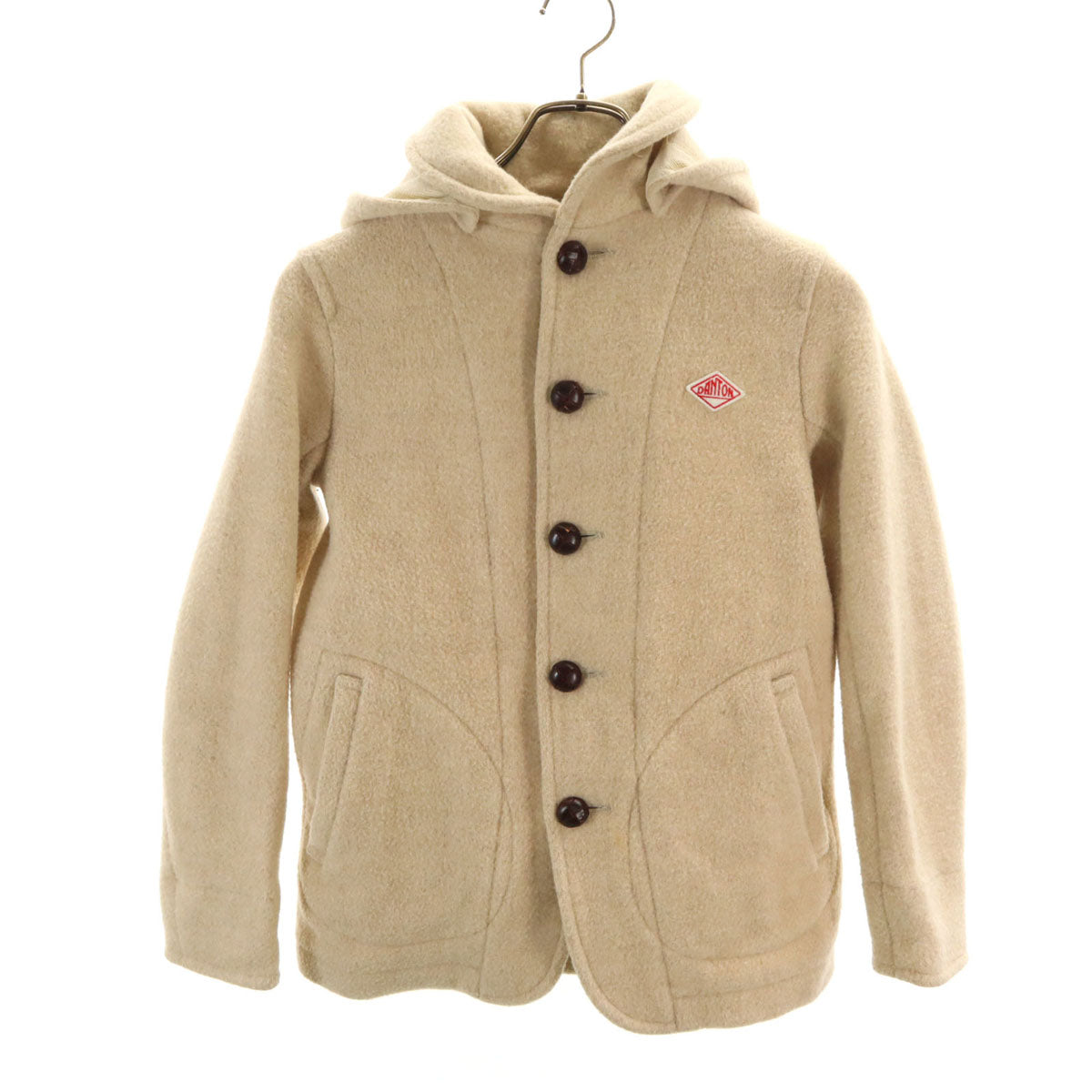 Danton ダントン 日本製 ウール モッサ ジャケット 34 ベージュ くるみボタン レディース