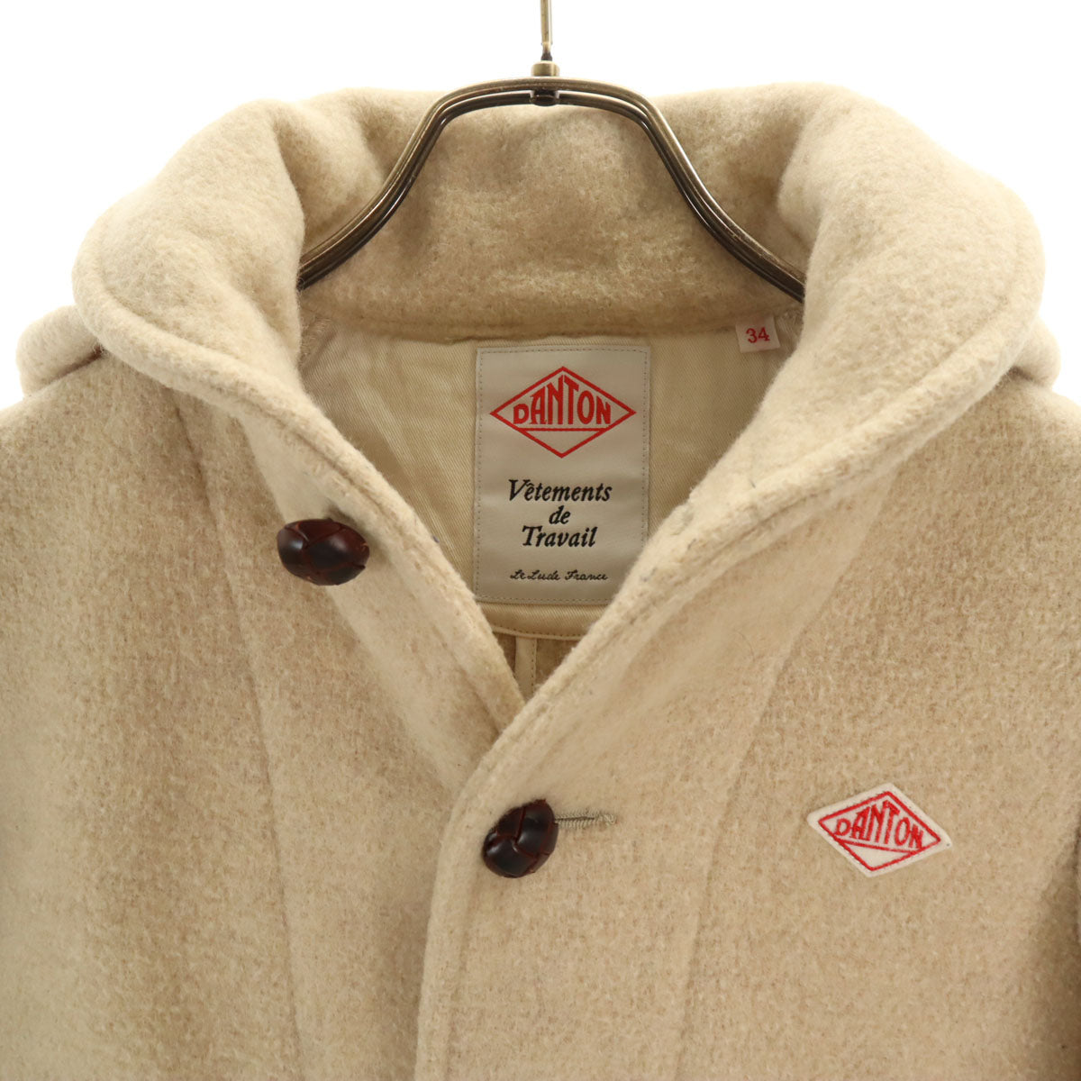 Danton ダントン 日本製 ウール モッサ ジャケット 34 ベージュ くるみボタン レディース