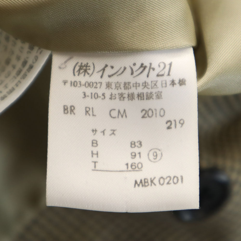 RALPH LAUREN ラルフローレン シルクブレンド ハウンドトゥース柄 ダブル テーラードジャケット 9 ベージュ レディース