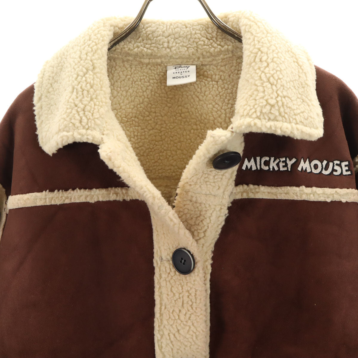 Disney SERIES CREATED by MOUSSY ディズニーシリーズクリエイテッドバイマウジー バック ミッキーマウスハンド ジャケット F ブラウン 裏ボア レディース