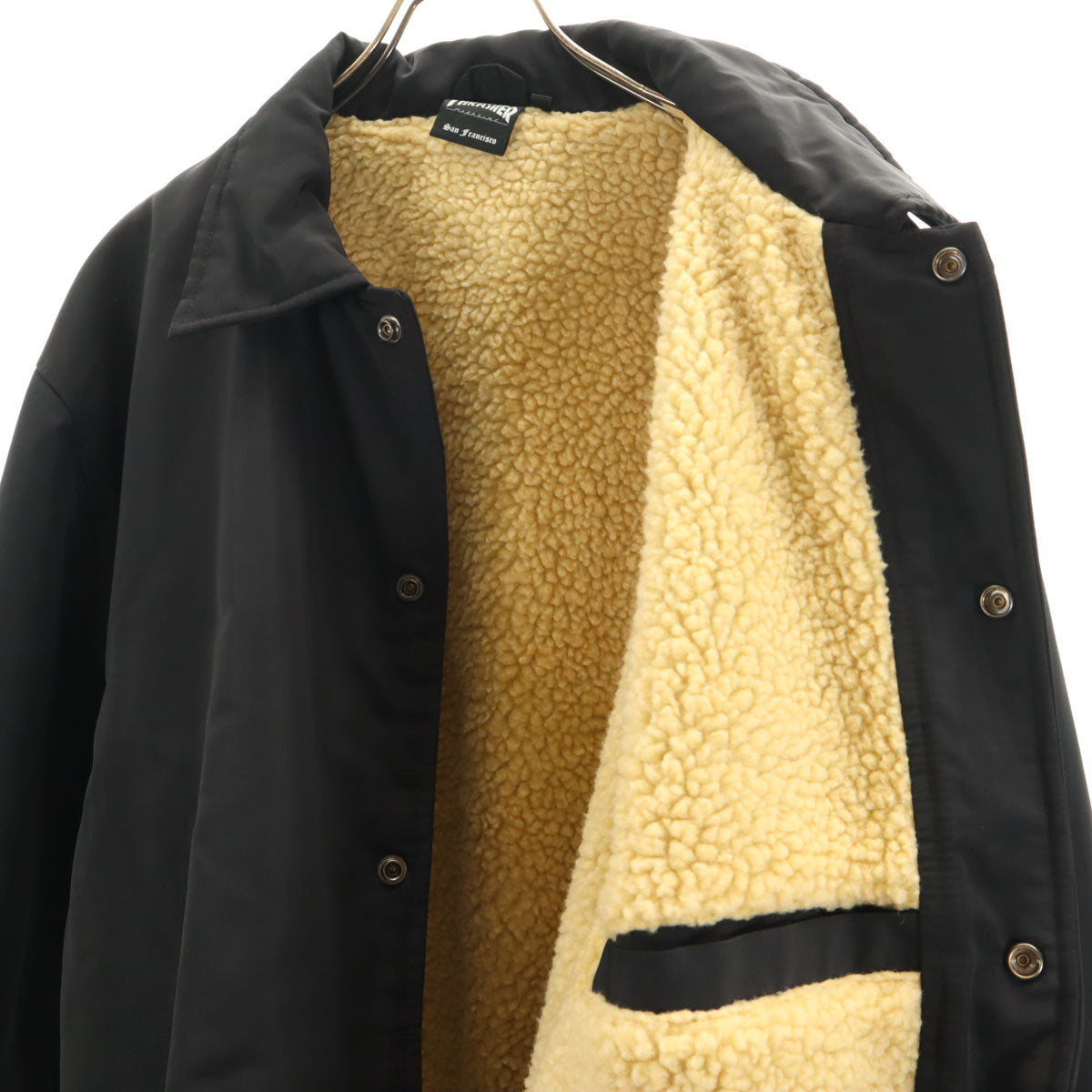 THRASHER スラッシャー コーチジャケット XL ブラック 裏ボア メンズ