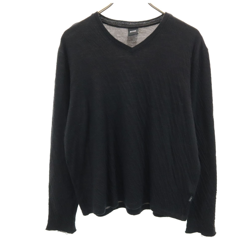 BOSS HUGO BOSS ボスヒューゴボス 長袖 Vネック カットソー S ブラック メンズ