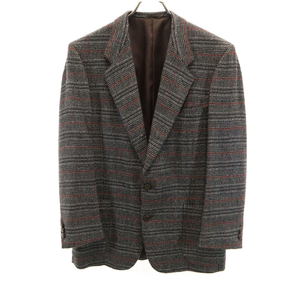 Pierre Cardin ピエールカルダン 日本製 チェック柄 ソフトツイード テーラードジャケット A5 グレー メンズ