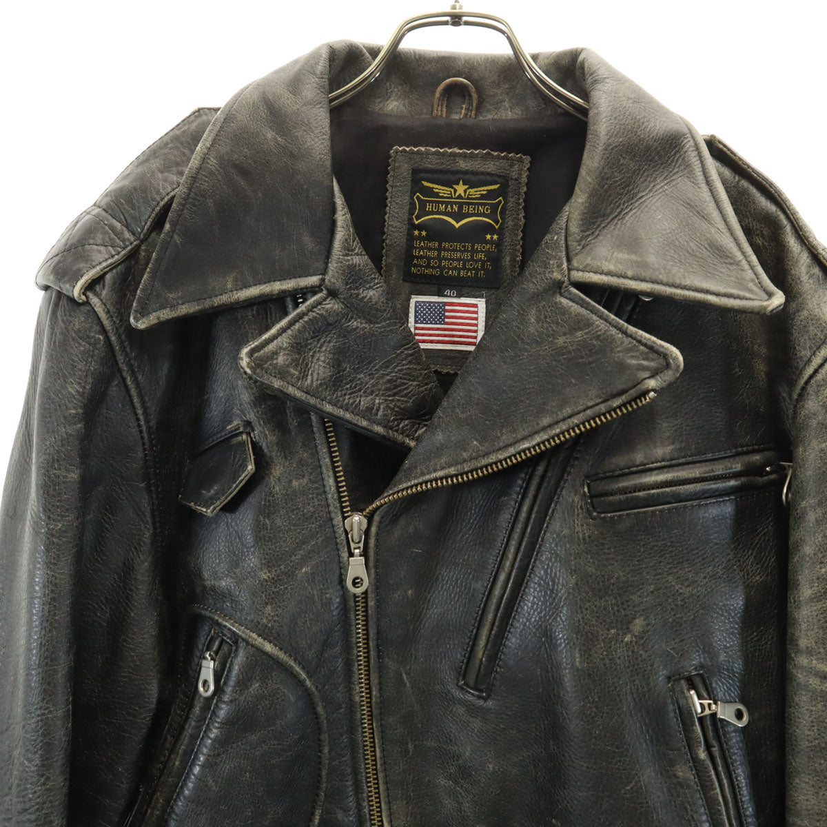 HUMAN BEING ヒューマンビーイング 90s オールド ライダースジャケット 40 ブラック系 メンズ