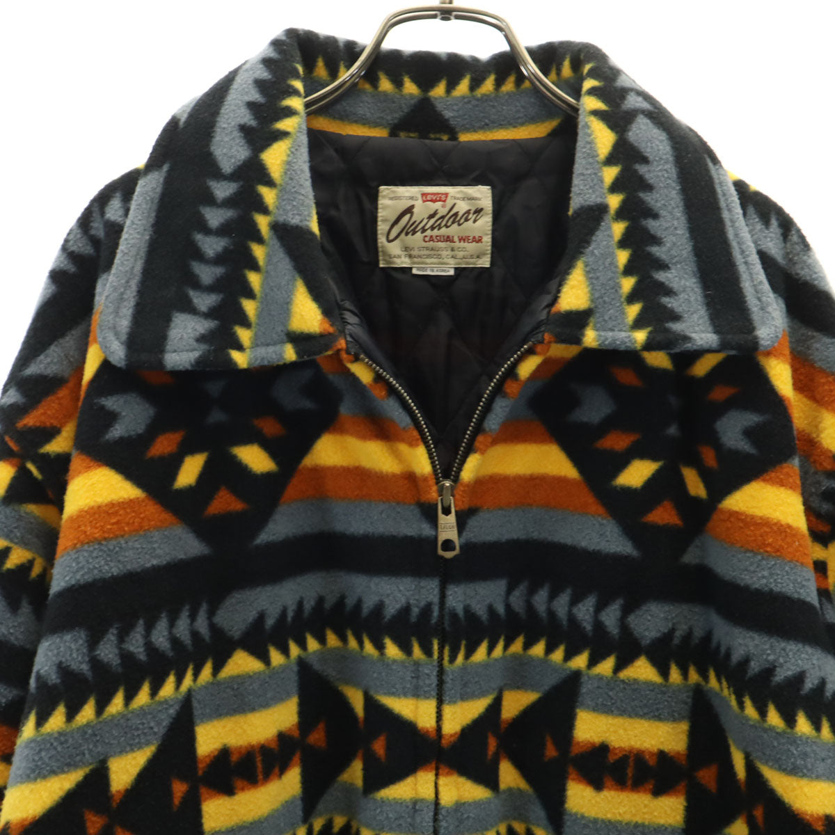 Levi's リーバイス 90s オールド ネイティブ インディアン柄 フリースジャケット M グレー系 タロンジップ 中綿 メンズ