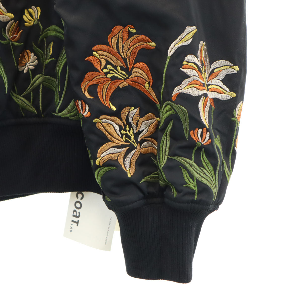 未使用 Lily Brown リリーブラウン 花刺繍 MA-1 ブルゾン F ブラック タグ付き レディース