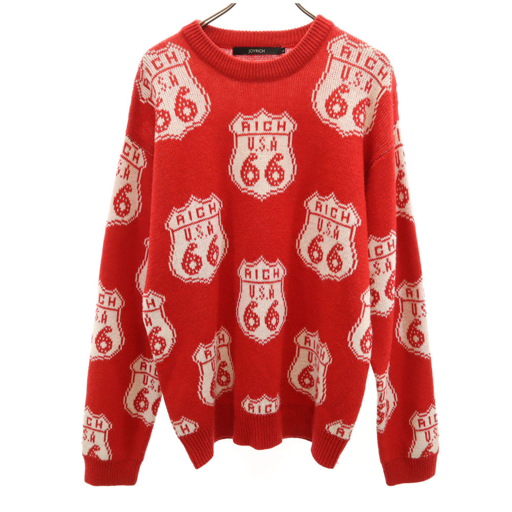 JOYRICH ジョイリッチ 総柄 長袖 セーター L レッド ニット メンズ