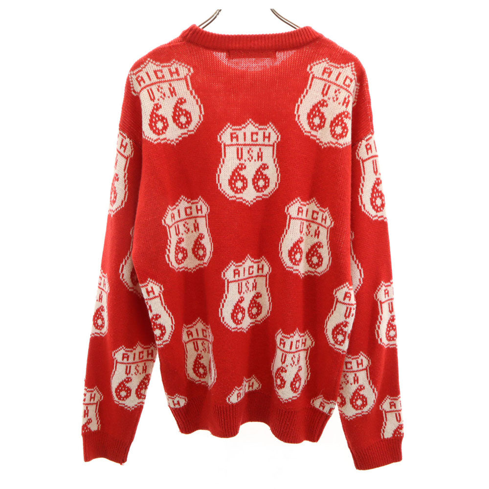 JOYRICH ジョイリッチ 総柄 長袖 セーター L レッド ニット メンズ