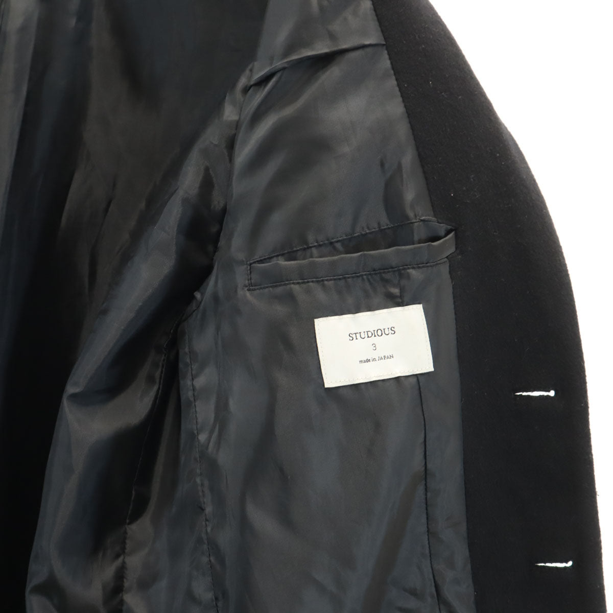 STUDIOUS ステュディオス 日本製 ウールブレンド チェスターコート 3 ブラック メンズ
