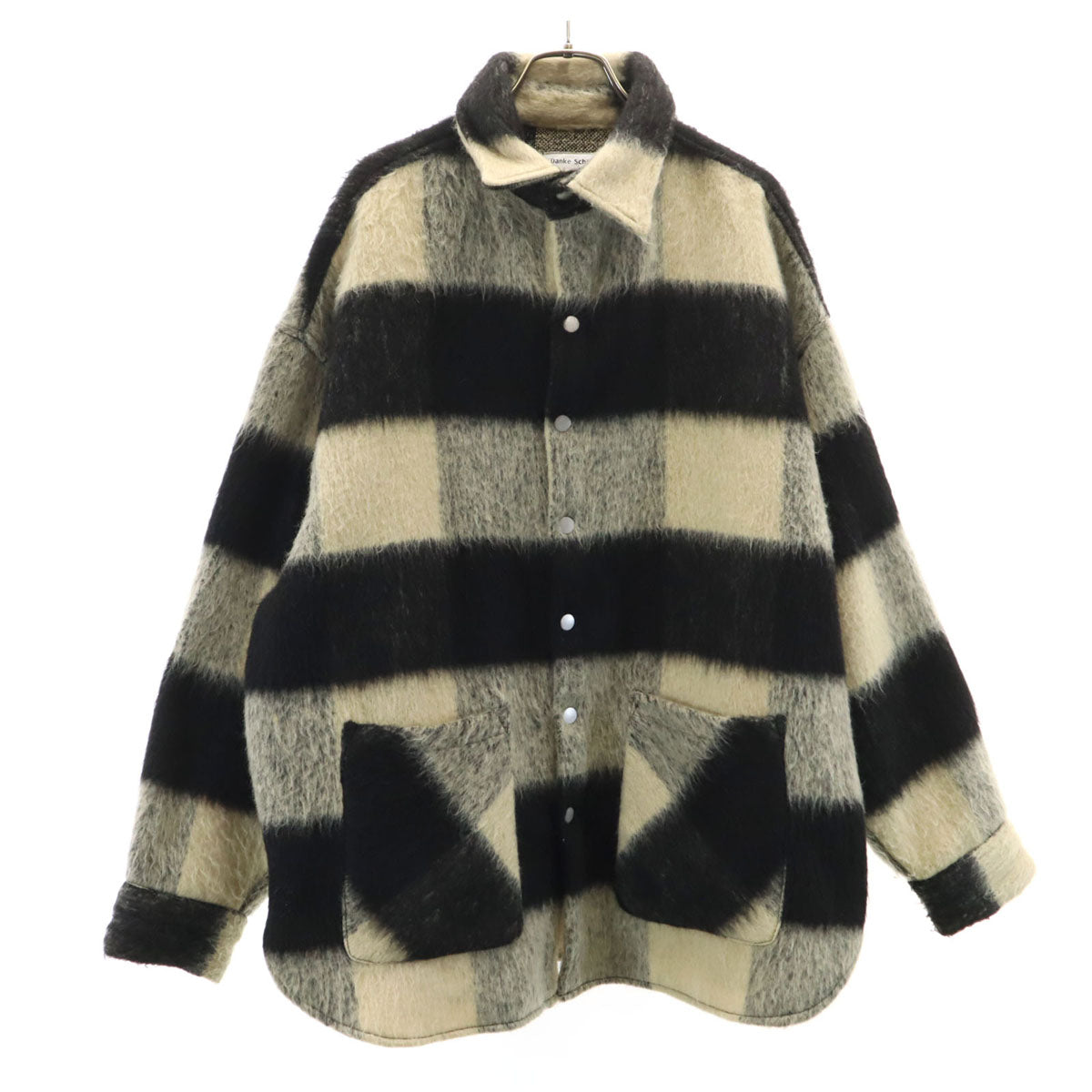 Danke Schon ダンケシェーン チェック柄 オーバーサイズ シャツジャケット F ベージュ レディース